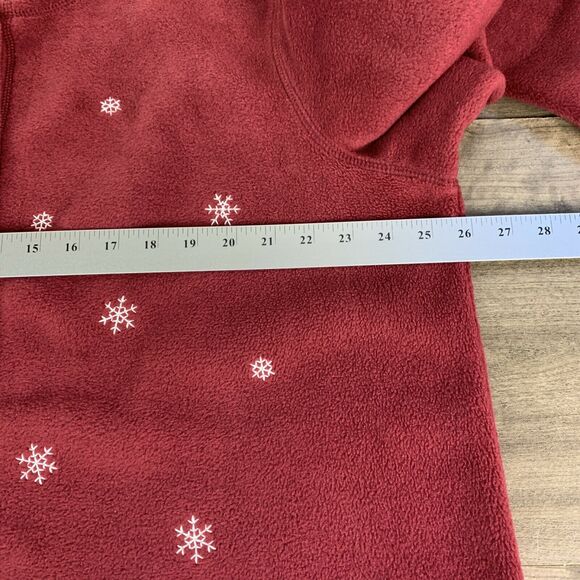 Croft & Barrow Sports Womens Fleece Cardigan Sweater Plus Sz 1X Snowman Mahogany - Picture 4 of 9